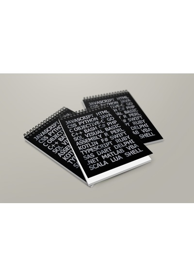 Notebook for Developers - Programming Languages - Siyah - Kısmi Lak'lı Yumuşak Kapak - 50 Yaprak - Kareli - Spiralli Bloknot