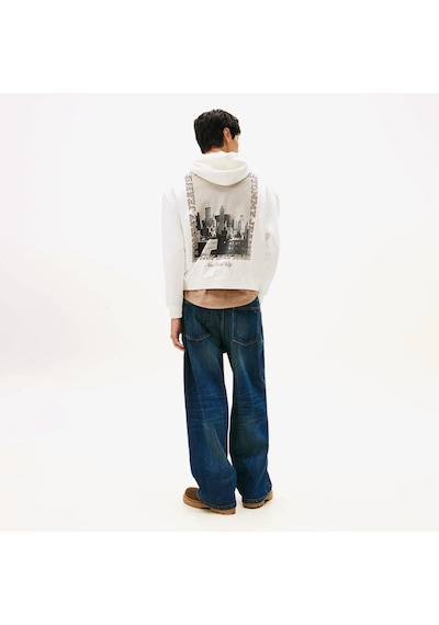 Tommy Hilfiger 90s Washed Photo City Erkek Beyaz Sweatshirt Dm0dm22090 Beyaz