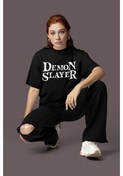 Sevbano Demon Slayer Kimetsu No Yaiba Sırt Baskılı Unisex Oversize Anime Siyah