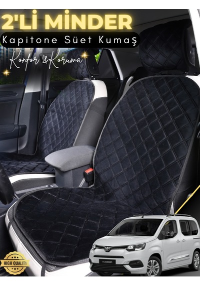 Toyota Proecity Uyumlu 2'li Süet Oto Koltuk Minderi Terletmez Universal Su Geçirmez A2 Siyah