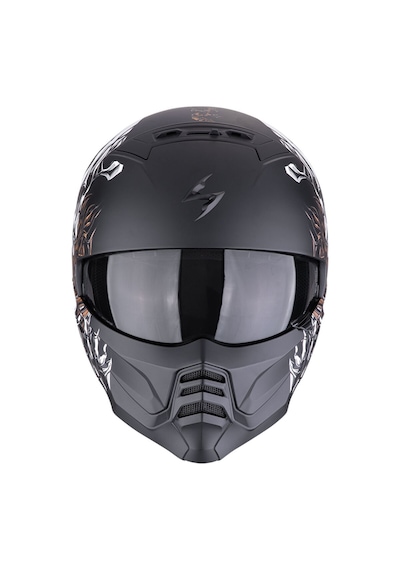 Scorpion Exo Combat 2 Genesis Modüler Kask Mat Siyah Beyaz Altın