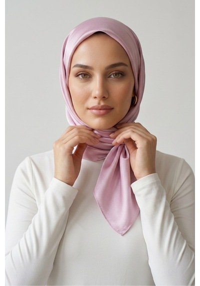 İpekçe Eşarp Kristal Düz 100 100 Açık Pembe