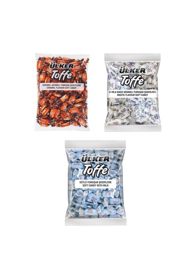 Karışık Toffe Yumuşak Şeker 3 Kg. Sütlü, Karamel Ve Damla Sakızı Aromalı