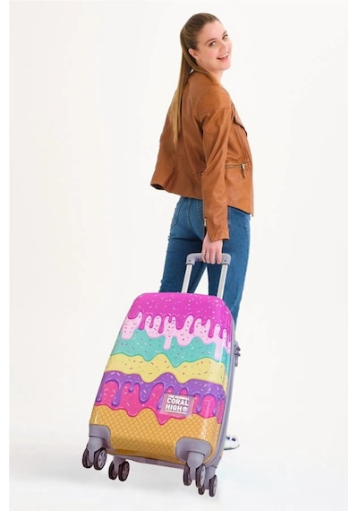 Coral High Renkli Desenli Kabin Boy Valiz 50cm 16539 Çok Renkli