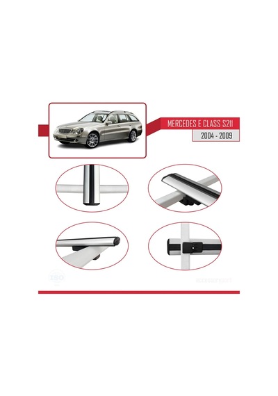 Mercedes E Class S211 2004-2009 Arası İle Uyumlu Basic Model Ara Atkı Tavan Barı Gri 3 Adet
