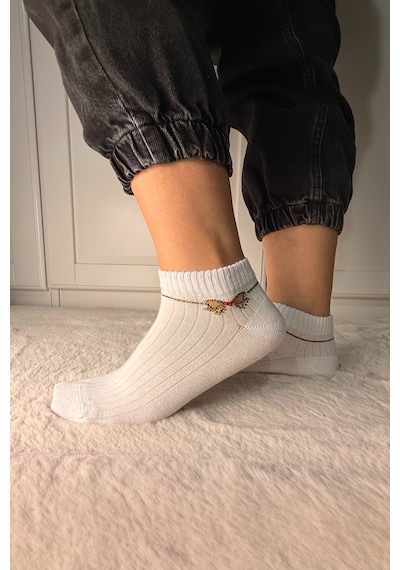 Ozzy Socks 3 Çift Kadın Taş Detaylı Dikişsiz & Takviyeli Patik Çorap Siyah