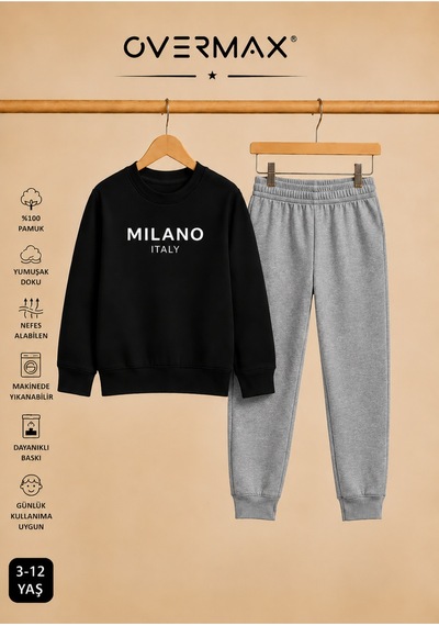 Overmax Milano Baskılı Çocuk Kapüşonsuz Sweatshirt Eşofman Takımı 3-12 Yaş Siyah Üst-gri Alt - 918973686 Siyah Üst-gri Alt Overmax Milano Baskılı Çocuk Kapüşonsuz Sweatshirt Eşofman Takımı 3-12 Yaş Siyah Üst-gri Alt - 918973686 Siyah Üst-gri Alt