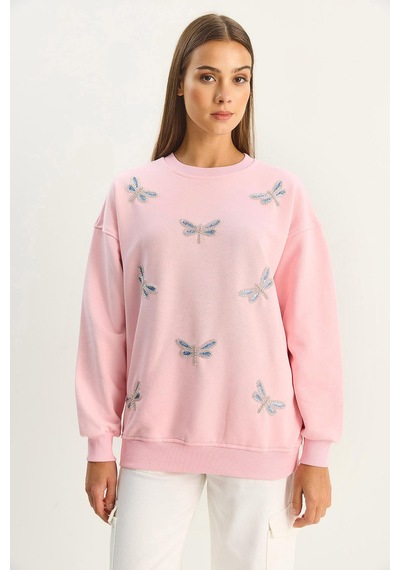 Shade Kadın Bisiklet Yaka Yusufcuk Taş İşlemeli Relaxed Sweatshirt 1558 60283660 - Şeker Pembe Shade Kadın Bisiklet Yaka Yusufcuk Taş İşlemeli Relaxed Sweatshirt 1558 60283660 - Şeker Pembe