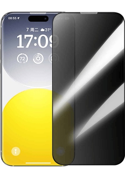 Baseus Crystal İphone 15 Pro Privacy Full Koruma Tempered Cam Ekran Koruyucu- 5775