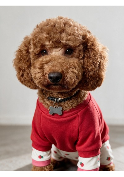 Tatlı Çilek Duo Çilekli Köpek Tulum & Sweat Kombini Tatlı Çilek Duo Çilekli Köpek Tulum & Sweat Kombini