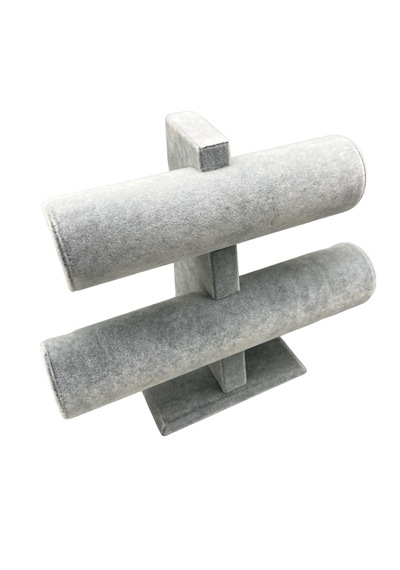 Yerli Üretim Süet Kaplama Gri Renk 26/18 Cm Iki Kademeli Stand