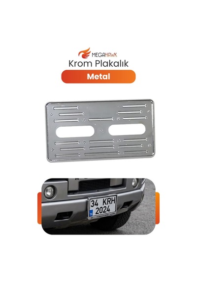 Krom Plakalık Metal Plaka Altlığı Paslanmaz Universal Araç Plaka Tutucu Şık Tasarım