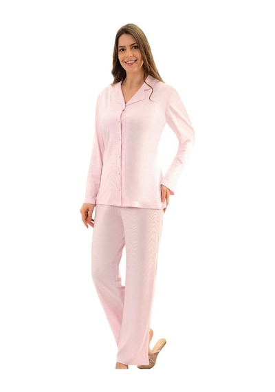 Şahnur 2206 Uzunkol Önden Düğmeli Penye Kadın Pijama Takımı Krem Şahnur 2206 Uzunkol Önden Düğmeli Penye Kadın Pijama Takımı Krem