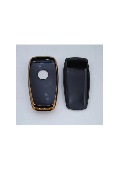 Autohan Keys Lüks Mercedes Fbs4 Siyah Altın Nano Anahtar Kılıfı, Premium Kumanda Kabı, Araç Anahtarlık Koruyucu