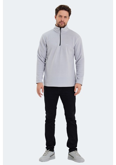 Slazenger Sanne In Erkek Dik Yaka Fermuarlı Gri Polar Gri