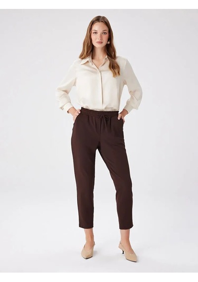 Faik Sönmez Comfort Fit Krep Örme Kadın Pantolon Bw27pnt002 Kahve