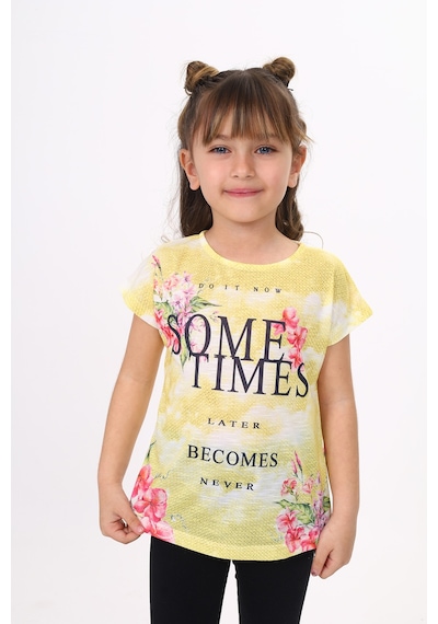 Toontoy Kids Toontoy Kız Çocuk Sometimes Baskılı Tişört Sarı