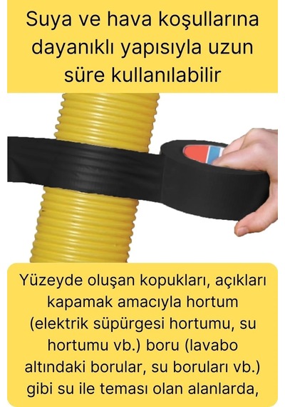 Vege - 3 Adet Siyah - Tamir Yalıtım Bantı , Duct Tape Tamir, Hobi, Ağır Ambalaj - 5cm X 10mt - 683188600