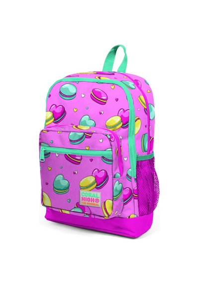 Coral High Kids Açık Pembe Makaron Desenli Dört Bölmeli Okul Sırt Çantası