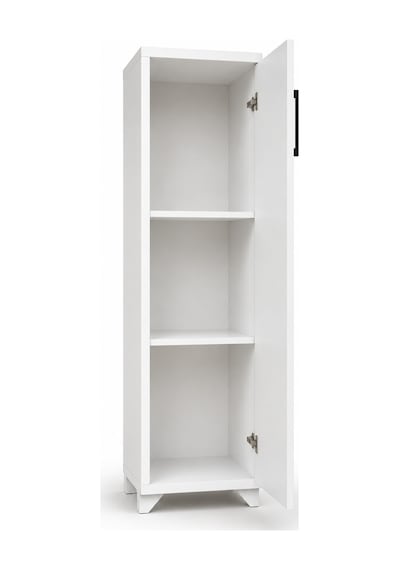 Çok Amaçlı Dolap 3 Raflı Tek Kapaklı Beyaz Düzenleyici Dolap 40x30x106 Cm Beyaz Beyaz