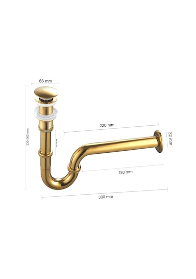 Fause Pop-up Basmalı Paslanmaz Çelik Metal Lavabo Sifonu Gold Ksf101-g Altın
