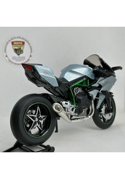Kawasaki Ninja H2 1:12 Diecast Sesli Işıklı Motosiklet Modeli - Gri Karbon