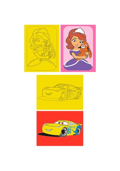 Disney Karma, 10 Adet Büyük Boy A4, Kız-erkek Çocuk Kum Boyama Kartı Seti-red Castle Kb-d-101