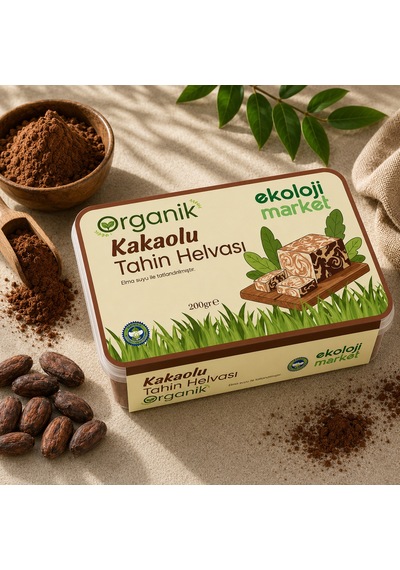 Organik Glutensiz Şekersiz Tahin Helvası Kakaolu 200 Gr.