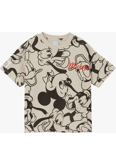 Lolliboomkids Erkek Çocuk Sevimli Karakter Mickey Baskılı Siyah Beyaz Renk Şortlu T-shirt Şort Takım Beyaz - Siyah
