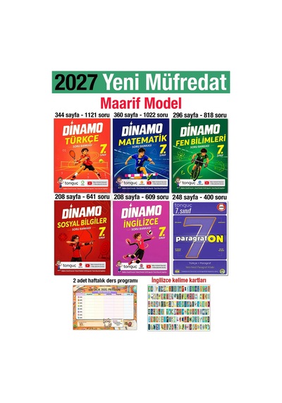 7. Sınıf 2027 Dinamo Set Türkçe Matematik Fen İngilizce Sosyal Paragrafon Soru Bankası Maarif Model