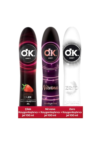 Okey Çilek + Nirvana + Zero Kayganlaştırıcı Jel 3 x 100 ML
