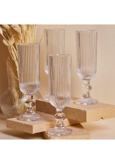 6 Adet Kristal Ayaklı Kahve Yanı Su Ve Meşrubat Bardağı