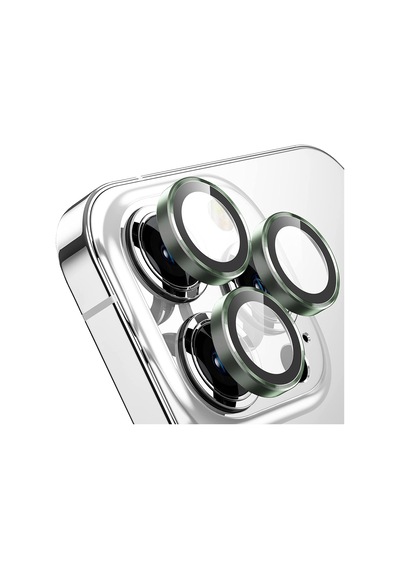 Buff Apple Uyumlu iPhone 14 Pro Avantaj Paket - 2x5d Ekran Koruyucu + Air Bumper Kılıf + Lens Koruyucu Koyu Yeşil