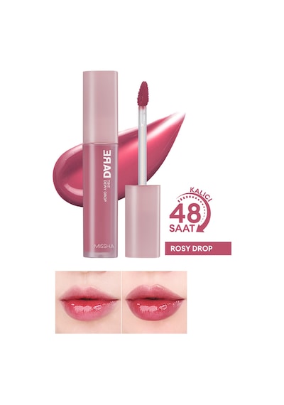 Uzun Süre Kalıcı Nemli Bitiş Sunan Parlak Tint Dare Tint Dewy Drop Rosy Drop 0