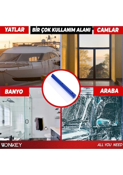 Wonkey - Silikon Uçlu Kaporta Su Çekeceği, Oto Araba Yıkama Kurulama Su Alma Çekeçek, Otomobil Cam Su Çekme Aparatı, Oto Çekcek