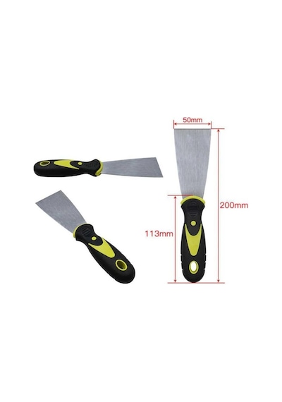 Spatula, Çelik Bıçaklı Macun Kazıyıcı, Sarı-siyah Kaymaz Saplı, 50mm Bıçak Genişliği Diğer