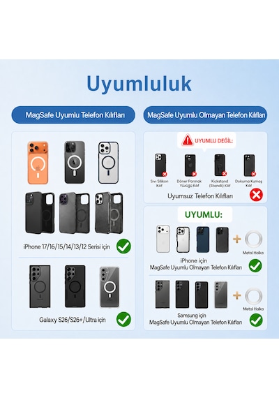 Bix Tch04 Güçlü Vakumlu 360 Derece Ayarlanabilir Cam Torpido Ön Panel Uyumlu Manyetik Araç Telefon Tutucu 1 Adet