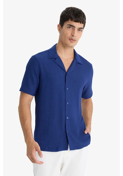 Defacto Modern Fit Polo Yaka Penye Kısa Kollu Gömlek C4125ax25smbe753 Mavi