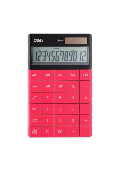 Deli 1589 Masa Üstü Hesap Makinesi 12 Hane Kırmızı Çok Renkli