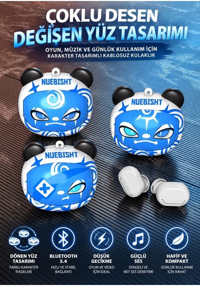 Bibo Baby G05d Bluetooth 5.4 Kablosuz Kulaklık, Dönen Yüz Tasarımlı Şarj Kutusu, Dokunmatik Kontrol, Düşük Gecikme, Hd Görüşme, 150 Saat Bekleme