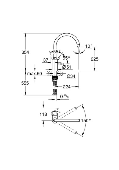Grohe Grh Concetto Eviye Bataryası - 32661003