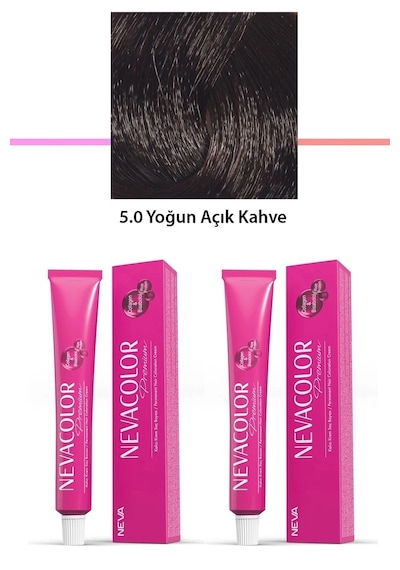Hubrendy Tedarik 2 Li Set Premium 5.0 Yoğun Açık Kahve - Kalıcı Krem Saç Boyası 2 X 50 G Tüp