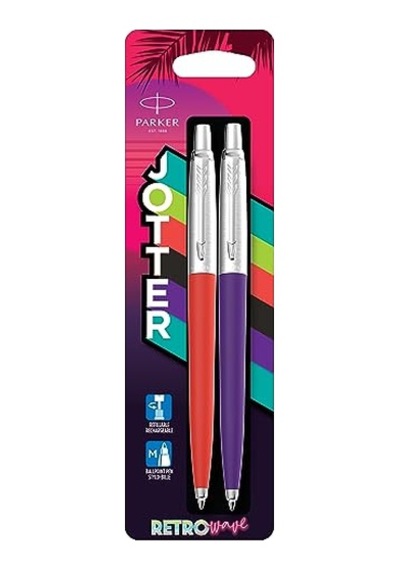 Jotter Originals Tükenmez Kalemler Retrowave Koleksiyonu Vermilion Kırmızı Ve İndigo Moru Mavi Mürekkep Orta Nokta 2 Adet --- Jotter Originals Tükenmez Kalemler Retrowave Koleksiyonu Vermilion Kırmızı Ve İndigo Moru Mavi Mürekkep Orta Nokta 2 Adet ---