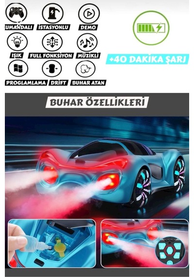 02960 Uzaktan Kumandalı Işıklı Müzikli Şarj İstasyonlu Oyuncak Lükx Spor Araba