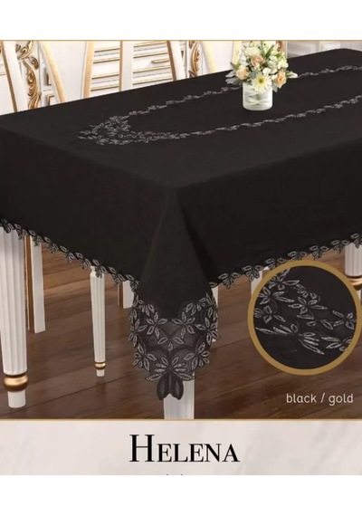 Helena Model Keten Dantelli 155x220 Cm Krem Şık Yemek Masası Örtüsü Tasarım