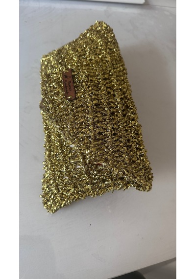 Bucci Gold Parlak Tasarım Kadın Abiye El Çantası Şık & Işıltılı Altın