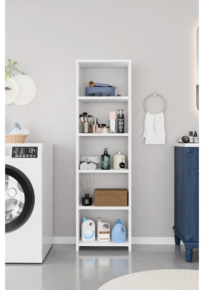 Alpaevmobilya Ahşap 5 Raflı 150 Cm Çok Amaçlı Açık Banyo Dolabı Düzenleyici Raf Ve Çamaşır Odası Dolabı Beyaz Alpaevmobilya Ahşap 5 Raflı 150 Cm Çok Amaçlı Açık Banyo Dolabı Düzenleyici Raf Ve Çamaşır Odası Dolabı Beyaz