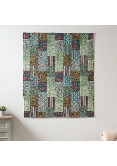 Greenland Home Jasmin Boho Tarzı Ters Çevrilebilir Örtü Yorganı, 127x152 Cm, Yeşim Taşı Çok Renkli