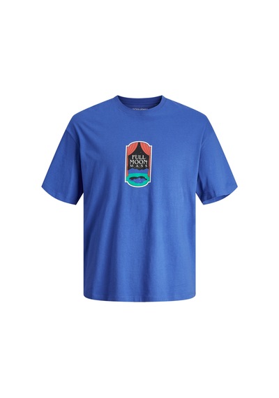 Jack & Jones Erkek Sırt Baskılı Oversize T-shirt - 12256930 Mavi