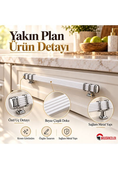 Haskan Kemer Kulp Krom/beyaz 128 Mm Krom - Beyaz